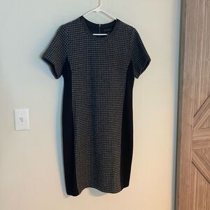 J. Crew Black and White Sheath Dress Short Sleeve Crew Neck